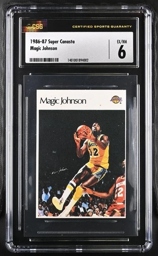 MAGIC JOHNSON Lakers 1986 Very Rare Spanish LOW POP Basketball Sticker CGC 6