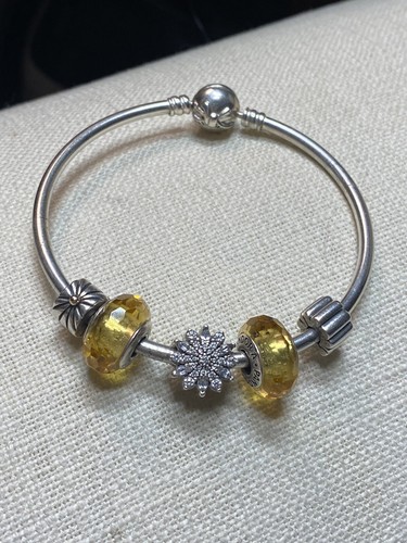 Authentic Pandora Bangle Bracelet With 5 Charms