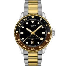 New Tissot Seastar 1000 40mm Quartz GMT Two-Tone Men's Watch T1208522205100