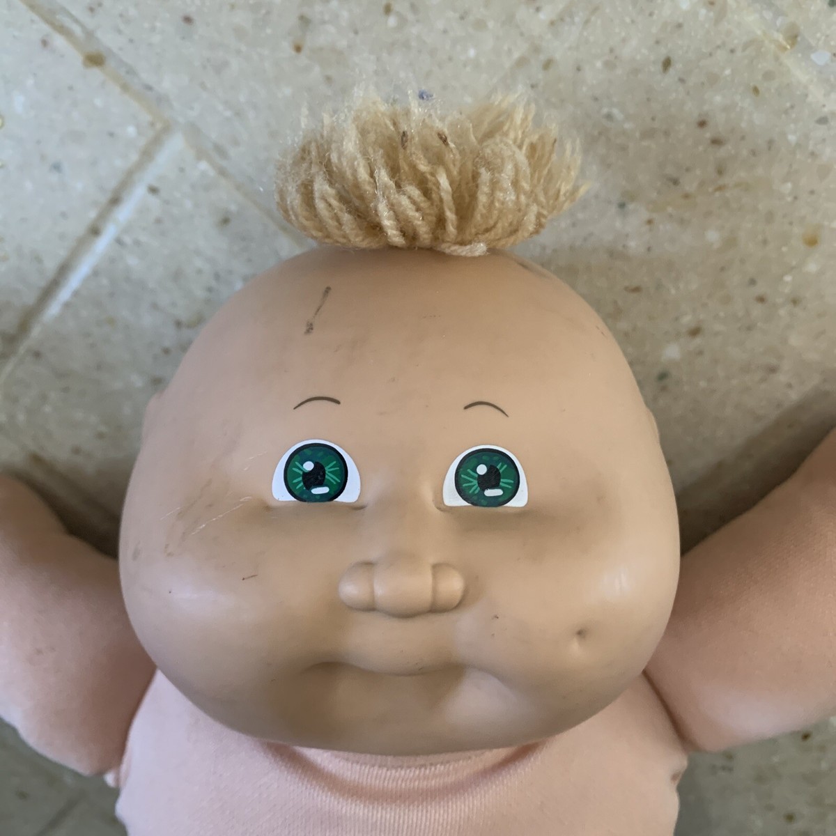 Vintage Cabbage Patch Kid Bald OK HM3 green signature G11z