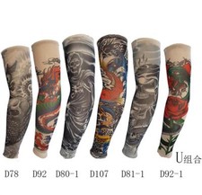 6 Pc Unisex Multi Colored  Patterned Stockings Tattoo Arm Sleeves Stretch Kit