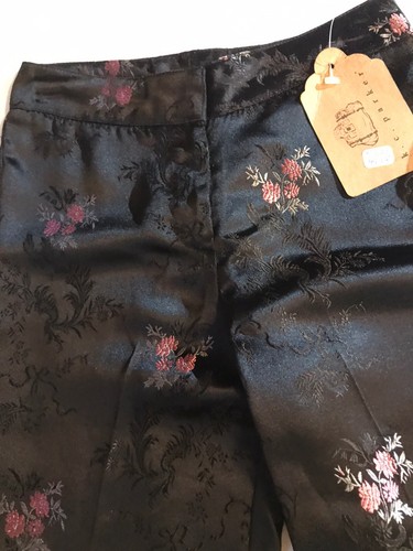 NOS KC Parker Girls Black Floral Silky Style Pants Size 7 NWT - Picture 6 of 12
