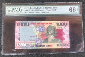 Sierra Leone 1000 Leones 1993 Pick# 20a PMG: 66 EPQ GEM UNC