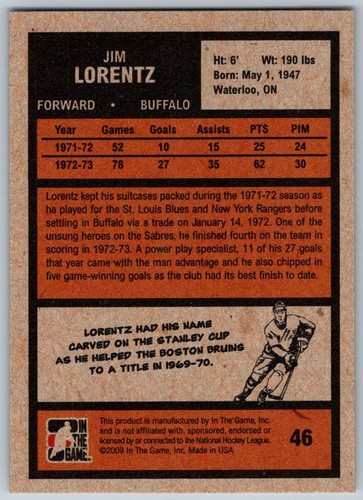 2009-10 ITG 1972 THE YEAR IN HOCKEY –PICK YOUR PLAYERS OR FINISH YOUR SET - Picture 99 of 406