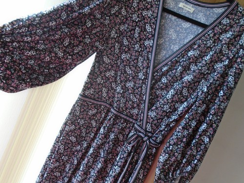 Ladies Max Studio Maxi Dress V/N Wrapover Top Black Mix Side Belt Size16/18-USED - Picture 4 of 13