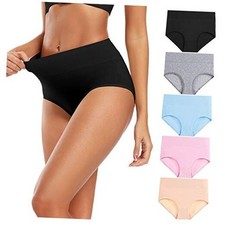 Women's Cotton Underwear High Waisted Full Coverage Large Multicolor-5pack-a2