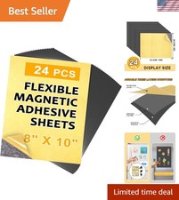 Adhesive Magnetic Sheets 24 Pack, Each 8" x 10", Stick Magnetic Paper with Ad...