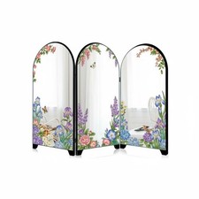 Table screen mirror effect decorative screen foldable for living room, shelf