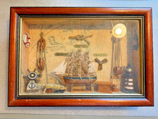 Nautical Shadow Box - Map Background - Good Condition