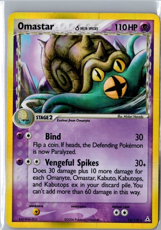 Omastar (Delta Species) 13/110 Holon Phantoms Holo Rare Pokemon TCG NM