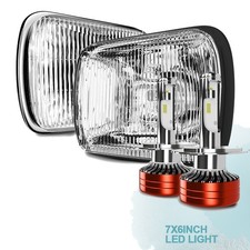 Pair 7x6 5x7 H6054 Headlights LED Fog Light DRL Offroad Truck