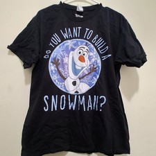 Disney Olaf Frozen T Shirt Black Size L Short Sleeve Graphic Tee