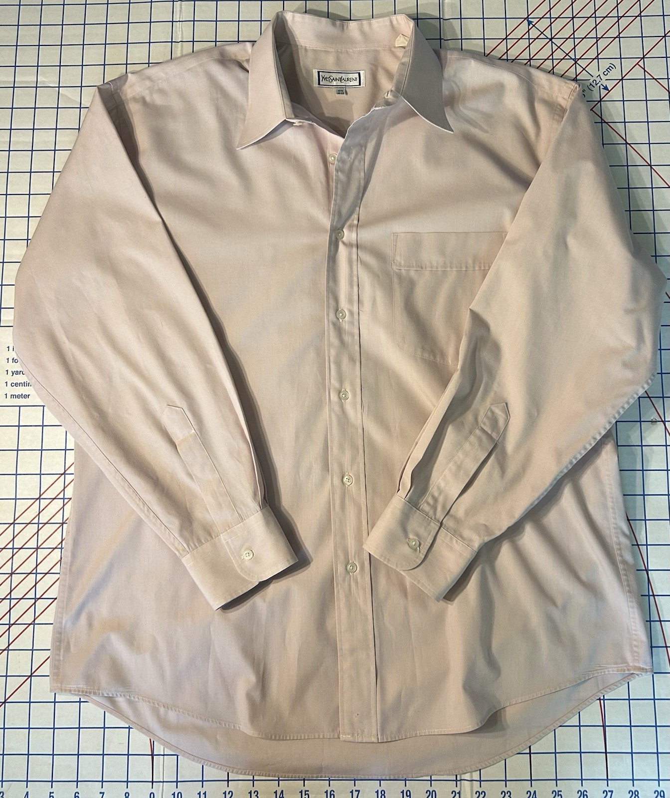 Camicia elegante rosa Yves Saint Laurent uomo taglia 16 1 2 32 33 con colletto con bottoni