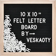 Felt Letter Board with 294 Letters, Numbers & Symbols - 10 X 10 Inch Changeable 
