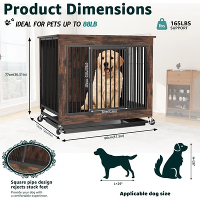 Available in Sizes - Dog Crate Furniture Side Table with Door & Cleaning Tray