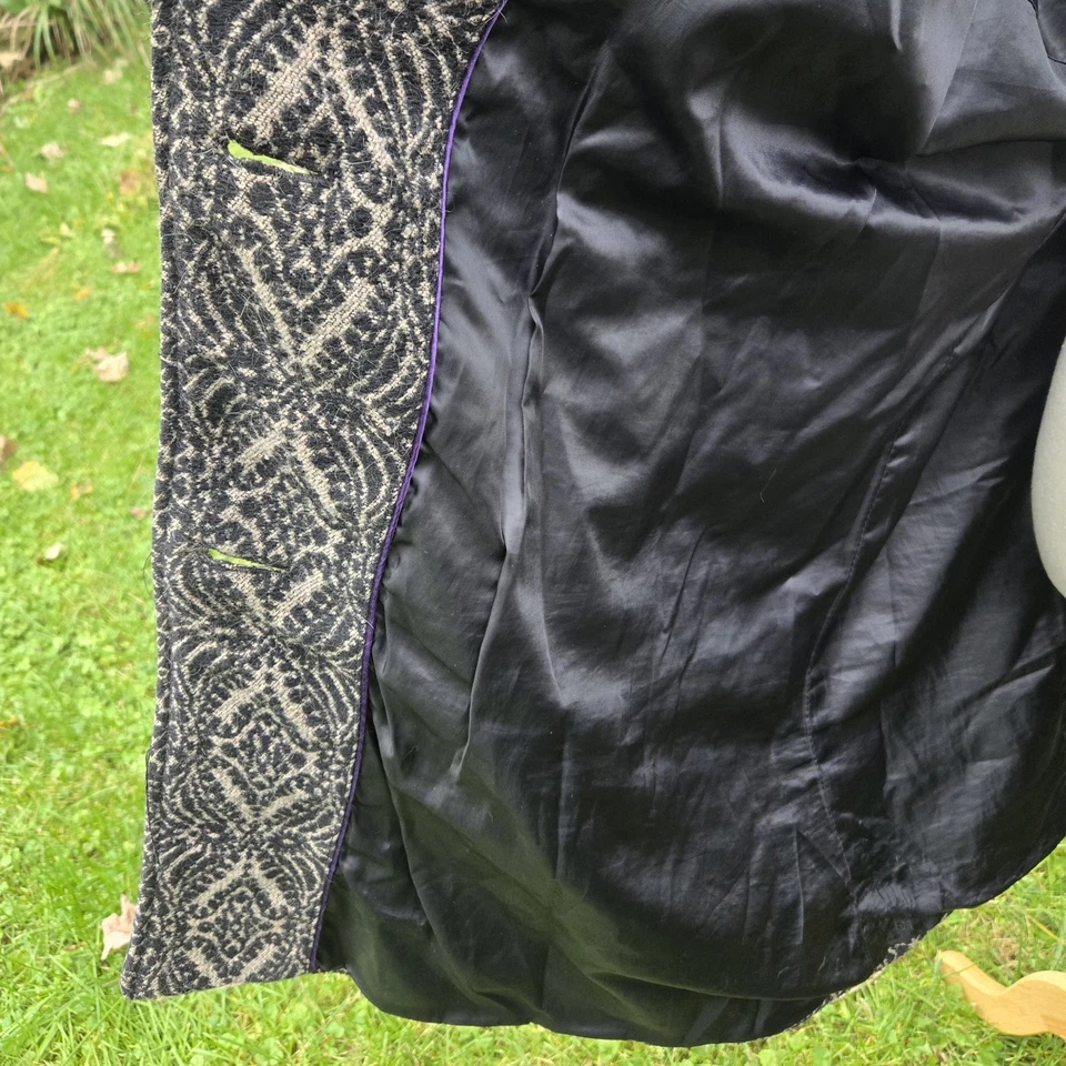 Steve Madden шерстяная смесь пальто ретро гобелен парчи съемный искусственного меха воротник 2XL - Изображение 4 из 4