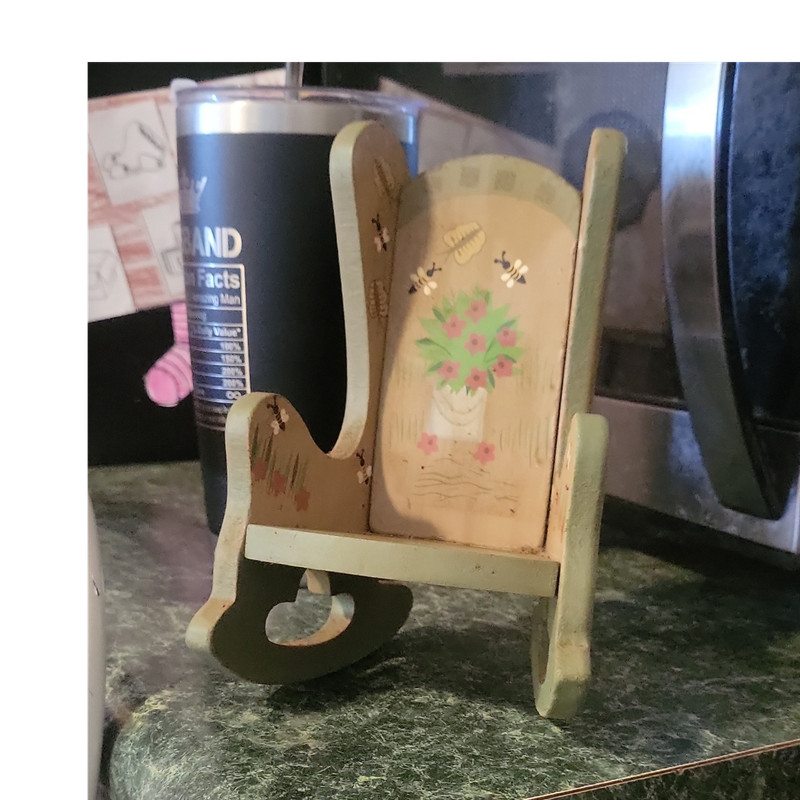 Handcrafted Hand-Painted Wooden Miniature Rocking Chair Floral Bee Design