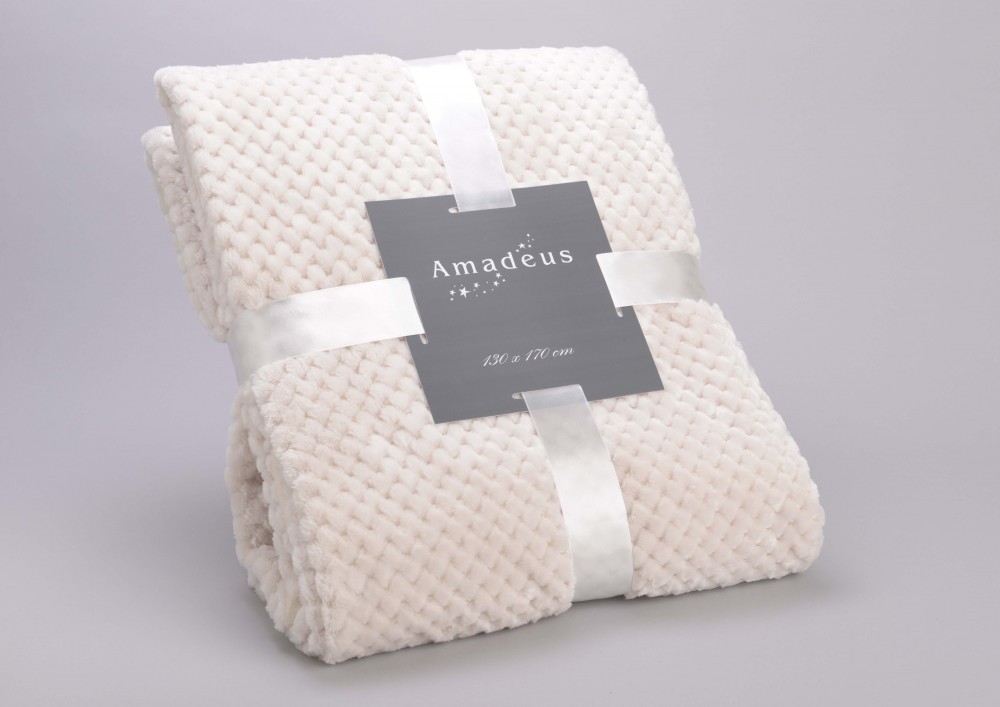 Plaid damier crème couverture polyester 130x170 jeté de lit