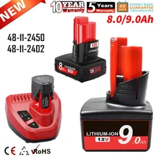 For Milwaukee For M12 8.0Ah Lithium Capacity battery 48-11-2460 48-11-2440 12V