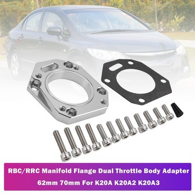 RBC/RRC Manifold Flange Dual Throttle Body Adapter 62mm 70mm For K20A2 K20A3