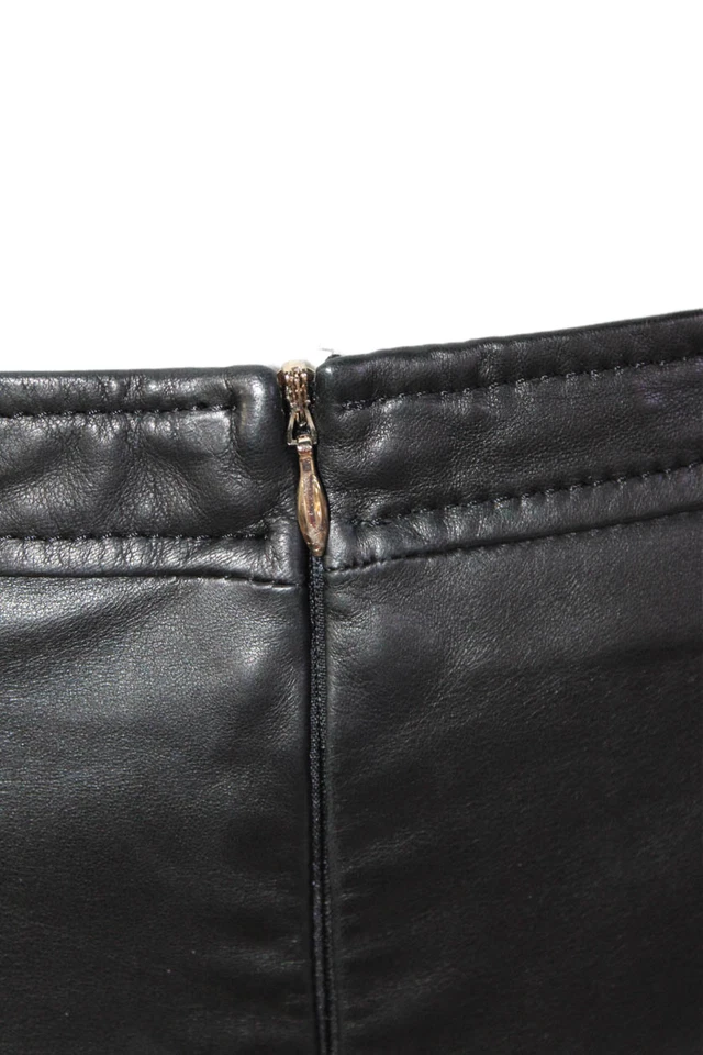 Женская кожаная юбка-карандаш Massimo Dutti на молнии до колена черная размер средний - Изображение 4 из 4