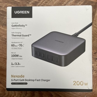 UGREEN Nexode Ladegerät 200W USB C Netzteil 100W+100W 6-Port GaN Charger