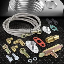 BRAIDED STAINLESS STEEL T3/T4 TURBO CHARGER 77"OIL FEED LINE+5/8" RETURN FITTING