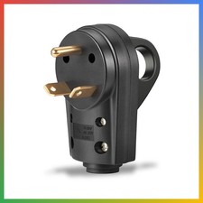 30 Amp RV Male Plug Replacement 125V 30A ETL Black Ergonomic Handle