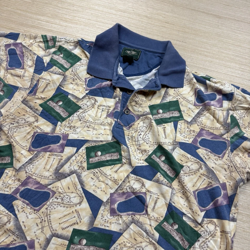 Vintage Dockers 90s Golf aop Polo Shirt Large Men’s All Over Print Country Club - Image 2 of 4