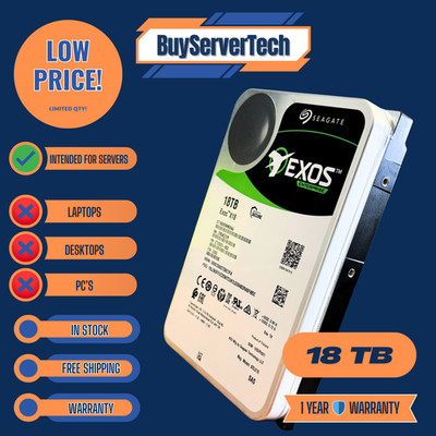 Seagate Exos X18 ST18000NM004J 18TB 7.2K SAS 12Gb/s 3.5'' Enterprise HDD 0 Hours