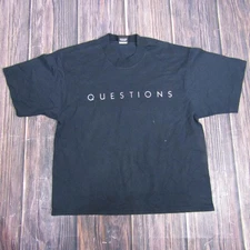 Vintage Questions Shirt Mens Large Black Screen Stars Best Single Stitch 90s