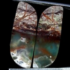 22.00Cts Natural Aqua Chalcedony Pair Fancy Cabochon Gemstone 10X29X4MM