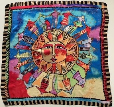 D4 A World of Different People Design 34 Zoll Quadrat Vintage 100 % Seide Schal 