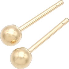 2 14K Yellow Gold 3mm Ball Stud Earrings