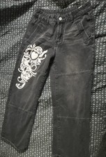 Women s Black Denim Straight Leg Jeans, Embro...