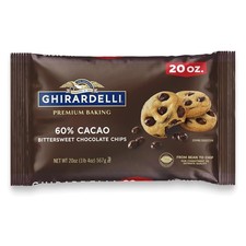 GHIRARDELLI 60 Cacao Bittersweet Chocolate Premium Baking Chips, 20 OZ Bag