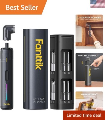 Compact NEX S2 Pro Max Electric Screwdriver with 90° Adapter for Tight Spaces