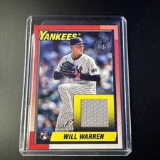 Will Warren Rookie 2025 Topps 1990 Relic Card New York Yankees #90R2-WW. rookie card picture