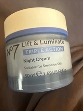 No7 Lift and Luminate Triple Action Fragrance Free Night Cream 1.69oz No Box