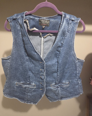 Torrid Denim Blue Sleeveless Button-Front Vest w/ Pockets Plus Size 1 New