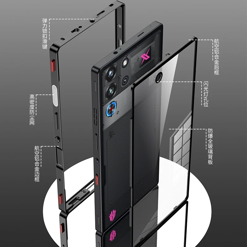 For ZTE nubia RedMagic 10S Pro+ Aluminum Metal Frame Semi-transparent matte Case - Image 3 of 4
