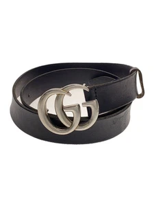 Ceinture GUCCI cuir noir uni homme 414516 courbe GG Marmont occasion