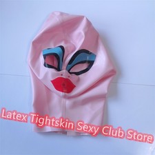 Handmade Latex Hood Rubber Mask Back Zip Halloween Cosply Costume