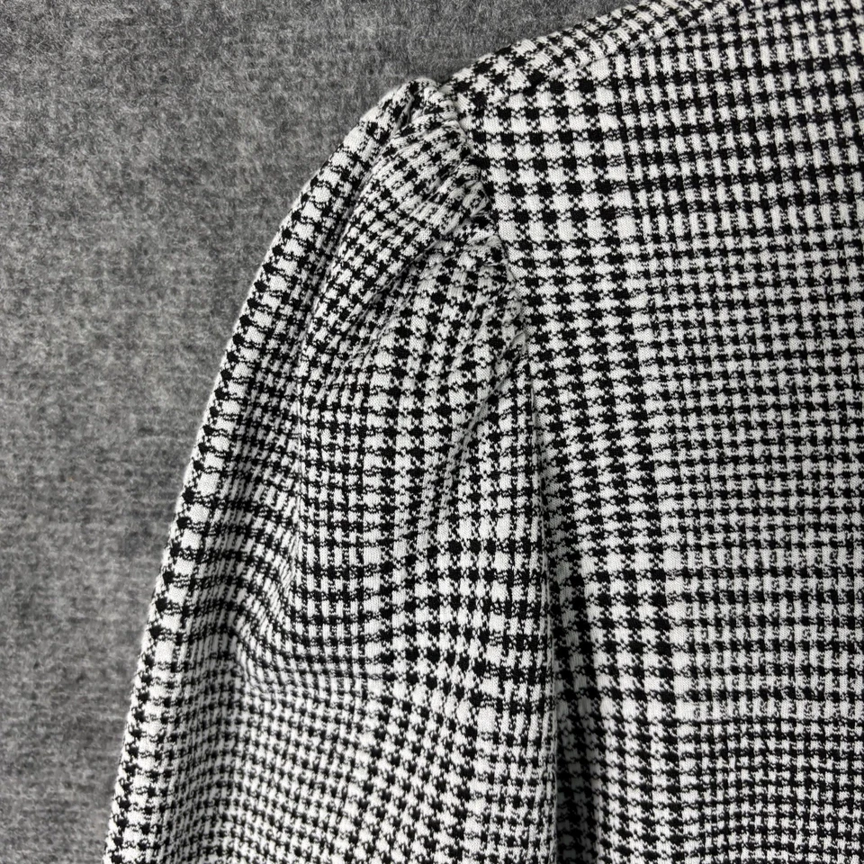 Sharagano 连衣裙女式 Petite 10P 黑色白色千鸟格格子修身喇叭针织 — 第 3/4 张图片