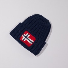 Napapijri Mens/Womens Semiury Blue Beanie – Iconic Flag Patch