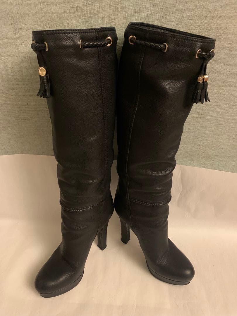 GUCCI Boots Heel Long Leather Black EU36/US6 116444c thumbnail 16