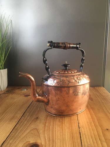 RARE ANTIQUE 19THc JONES BROS & CO COPPER KETTLE TEAPOT KITCHEN FIRESIDE DISPLAY - Picture 10 of 10