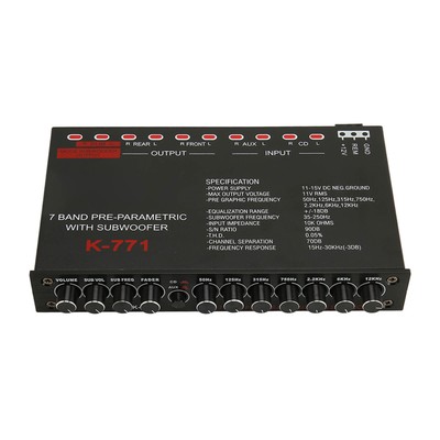 7 Band Car Audio Graphic Equalizer With CD AUX Input Selector Switch For Boat RV