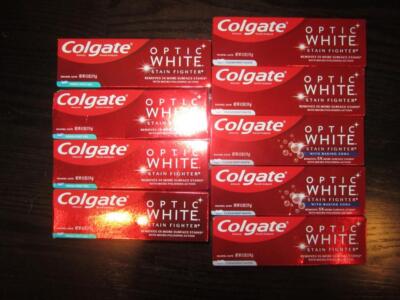 COLGATE OPTIC WHITE Mint Stain Fighter Anti Cavity TOOTHPASTE Sealed Lot of 9