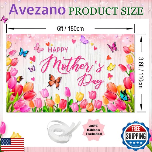 Avezano Happy Mother's Day Banner Floral Happy Mother's Day Party Decorations - Picture 2 of 5